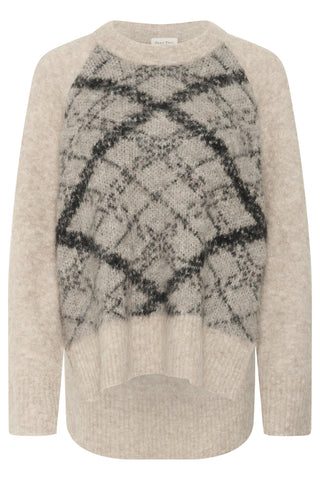 Part Two Check Front Jumper Beige Black Sahana - MMJs Fashion