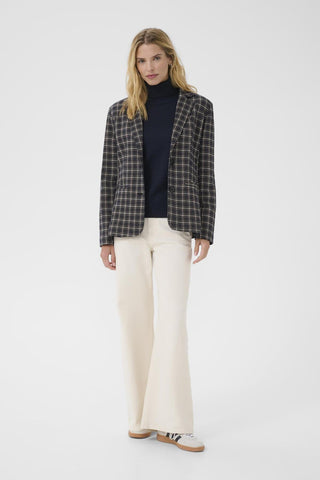 Part Two Checked Blazer Navy Blue Beige Vineke - MMJs Fashion