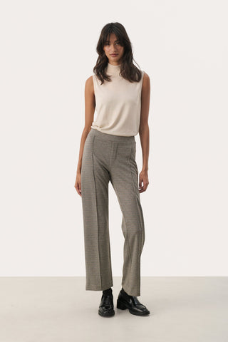 Part Two Checked Jersey Trousers Brown Pontas - MMJs Fashion