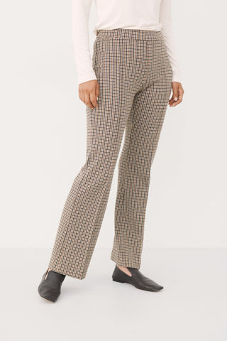 Part Two Checked Jersey Trousers Brown Pontas - MMJs Fashion
