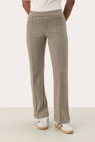 Part Two Checked Jersey Trousers Brown Pontas - MMJs Fashion