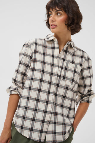 Part Two Checked Shirt Navy Brown Yana - MMJs Fashion