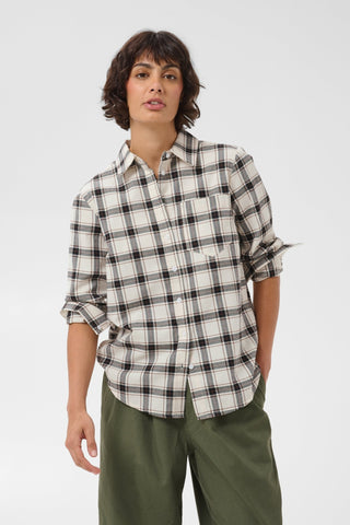 Part Two Checked Shirt Navy Brown Yana - MMJs Fashion