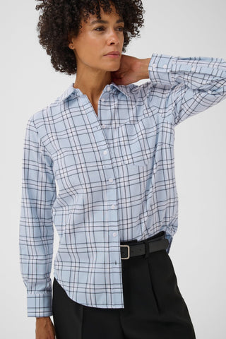 Part Two Checked Shirt Pale Blue Yana - MMJs Fashion