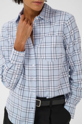 Part Two Checked Shirt Pale Blue Yana - MMJs Fashion