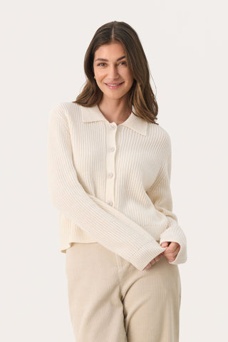 Part Two Collared Cardigan Cream Lucianna - MMJs Fashion