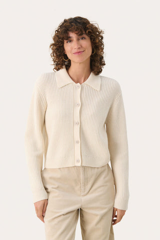 Part Two Collared Cardigan Cream Lucianna - MMJs Fashion