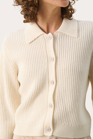 Part Two Collared Cardigan Cream Lucianna - MMJs Fashion