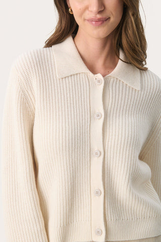 Part Two Collared Cardigan Cream Lucianna - MMJs Fashion