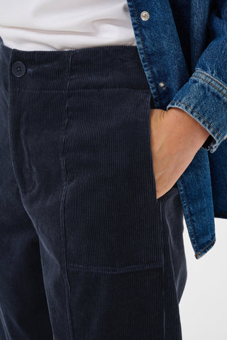 Part Two Corduroy Cropped Trousers Dark Navy Netta - MMJs Fashion
