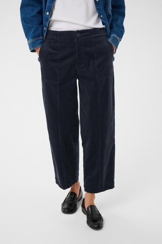 Part Two Corduroy Cropped Trousers Dark Navy Netta - MMJs Fashion
