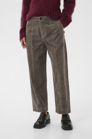 Part Two Corduroy Cropped Trousers Mid Brown Netta - MMJs Fashion