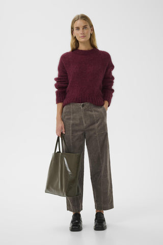 Part Two Corduroy Cropped Trousers Mid Brown Netta - MMJs Fashion