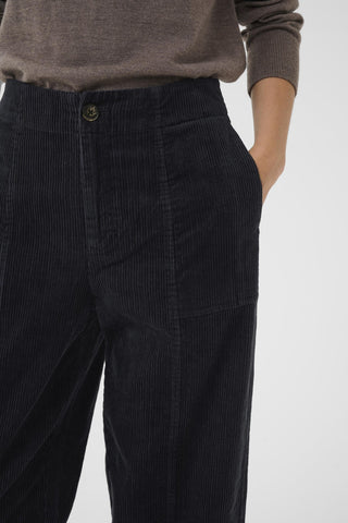 Part Two Corduroy Cropped Trousers Navy Blue Netta - MMJs Fashion