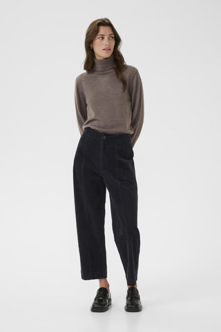Part Two Corduroy Cropped Trousers Navy Blue Netta - MMJs Fashion
