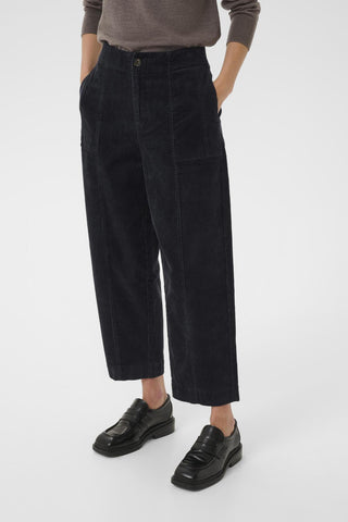 Part Two Corduroy Cropped Trousers Navy Blue Netta - MMJs Fashion