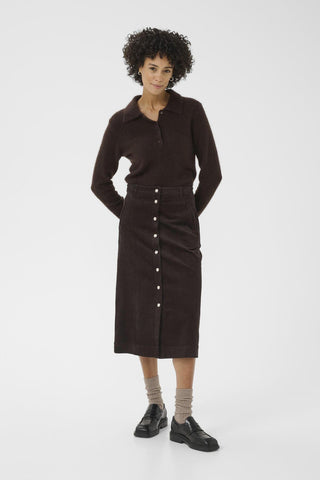 Part Two Corduroy Midi Skirt Brown Shayla - MMJs Fashion