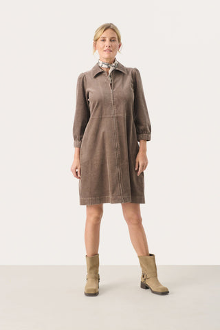 Part Two Corduroy Shirt Dress Brown Eyvors - MMJs Fashion