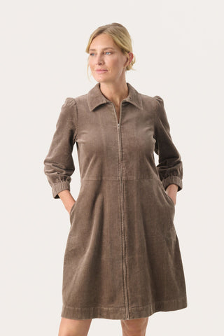 Part Two Corduroy Shirt Dress Brown Eyvors - MMJs Fashion