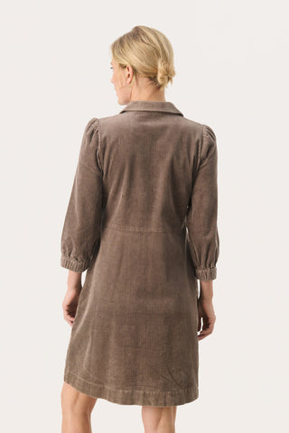 Part Two Corduroy Shirt Dress Brown Eyvors - MMJs Fashion
