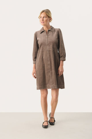 Part Two Corduroy Shirt Dress Brown Eyvors - MMJs Fashion