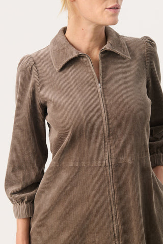 Part Two Corduroy Shirt Dress Brown Eyvors - MMJs Fashion