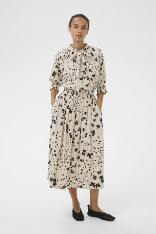 Part Two Dot Floral Pattern Skirt Black Amaia - MMJs Fashion