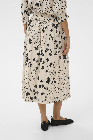 Part Two Dot Floral Pattern Skirt Black Amaia - MMJs Fashion