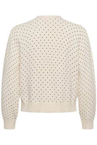 Part Two Dot Print Cardigan Navy Blue Ivory Anessa - MMJs Fashion