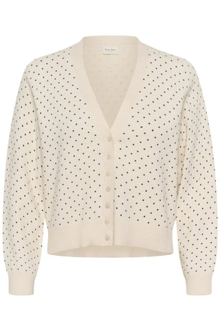 Part Two Dot Print Cardigan Navy Blue Ivory Anessa - MMJs Fashion