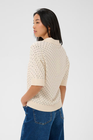Part Two Dot Print Jumper Navy Blue Ivory Anetti - MMJs Fashion
