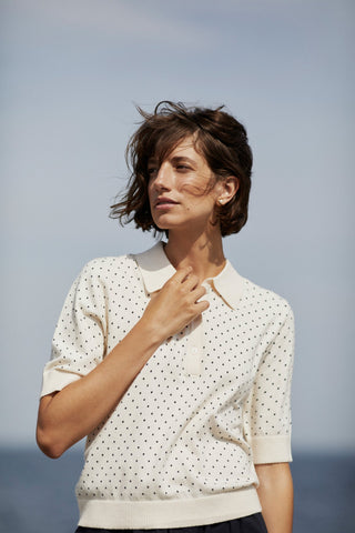 Part Two Dot Print Jumper Navy Blue Ivory Anetti - MMJs Fashion