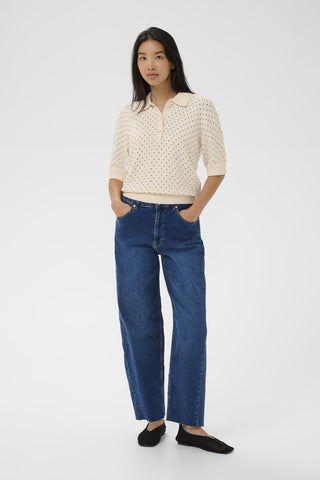 Part Two Dot Print Jumper Navy Blue Ivory Anetti - MMJs Fashion