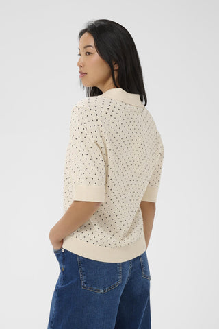 Part Two Dot Print Jumper Navy Blue Ivory Anetti - MMJs Fashion