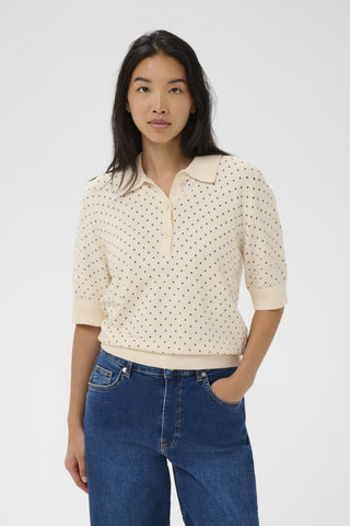 Part Two Dot Print Jumper Navy Blue Ivory Anetti - MMJs Fashion
