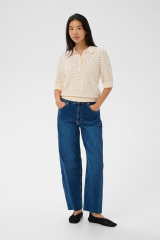 Part Two Dot Print Jumper Navy Blue Ivory Anetti - MMJs Fashion
