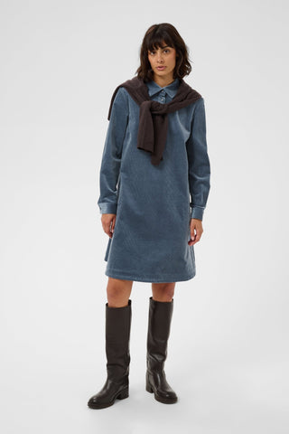 Part Two Fine Cord Dress Flint Blue Corintha - MMJs Fashion