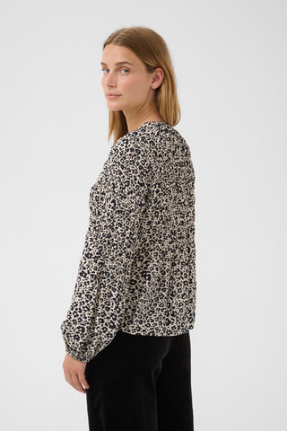 Part Two Floral Gathered Blouse Blue Siffe - MMJs Fashion