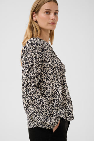 Part Two Floral Gathered Blouse Blue Siffe - MMJs Fashion
