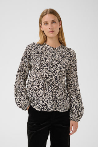 Part Two Floral Gathered Blouse Blue Siffe - MMJs Fashion