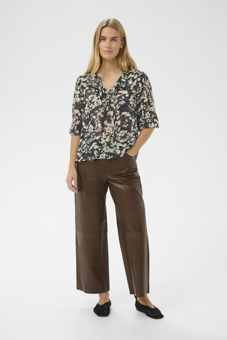 Part Two Floral Print Blouse Navy Blue Alvia - MMJs Fashion