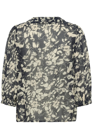 Part Two Floral Print Blouse Navy Blue Alvia - MMJs Fashion