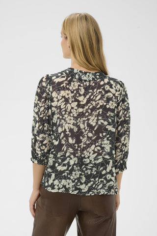 Part Two Floral Print Blouse Navy Blue Alvia - MMJs Fashion