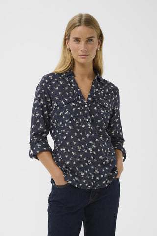 Part Two Floral Print Blouse Navy Blue Cortnio - MMJs Fashion