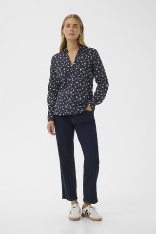 Part Two Floral Print Blouse Navy Blue Cortnio - MMJs Fashion