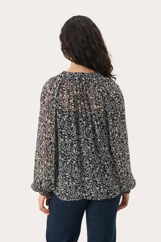 Part Two Floral Print Blouse Navy Blue Kelsia - MMJs Fashion