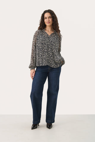 Part Two Floral Print Blouse Navy Blue Kelsia - MMJs Fashion