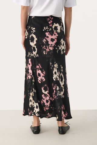 Part Two Floral Print Midi Skirt Black Pink Laurina - MMJs Fashion