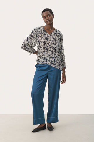 Part Two Floral Print Top Navy Blue Elsia - MMJs Fashion