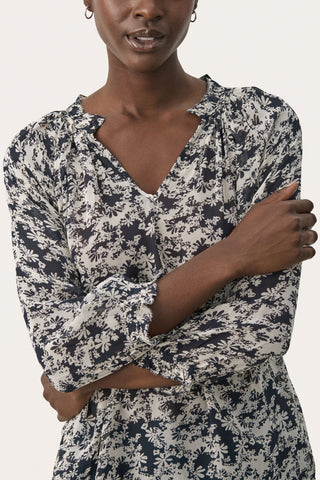 Part Two Floral Print Top Navy Blue Elsia - MMJs Fashion